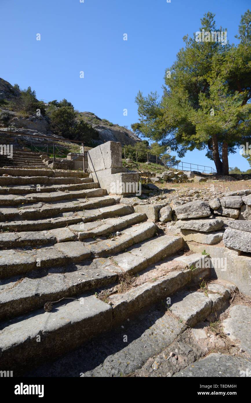Salluvian or Ancient Gallic Staircase or Steps in the Ancient Rome Ruined City of Glanum near Saint Reny-en-Provence Les Alpilles Provence France Stock Photo