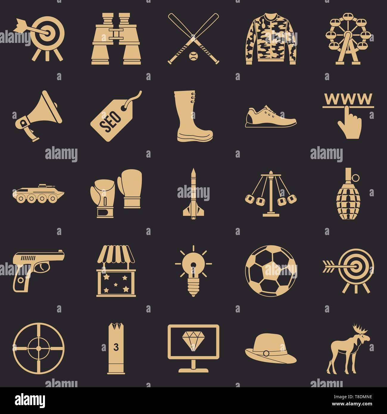 Target icons set, simple style Stock Vector