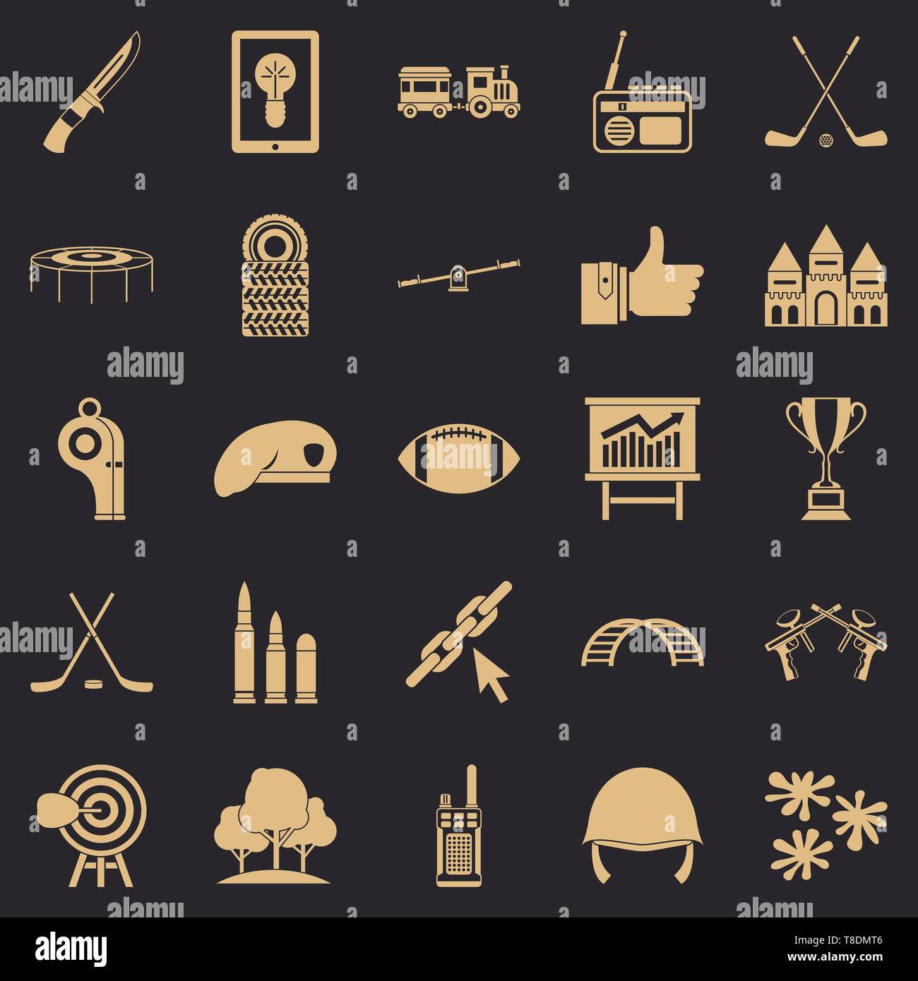 Goal icons set, simple style Stock Vector