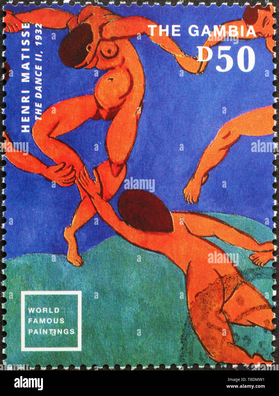 Detail from The dance II by Matisse on postage stamp Stock Photo
