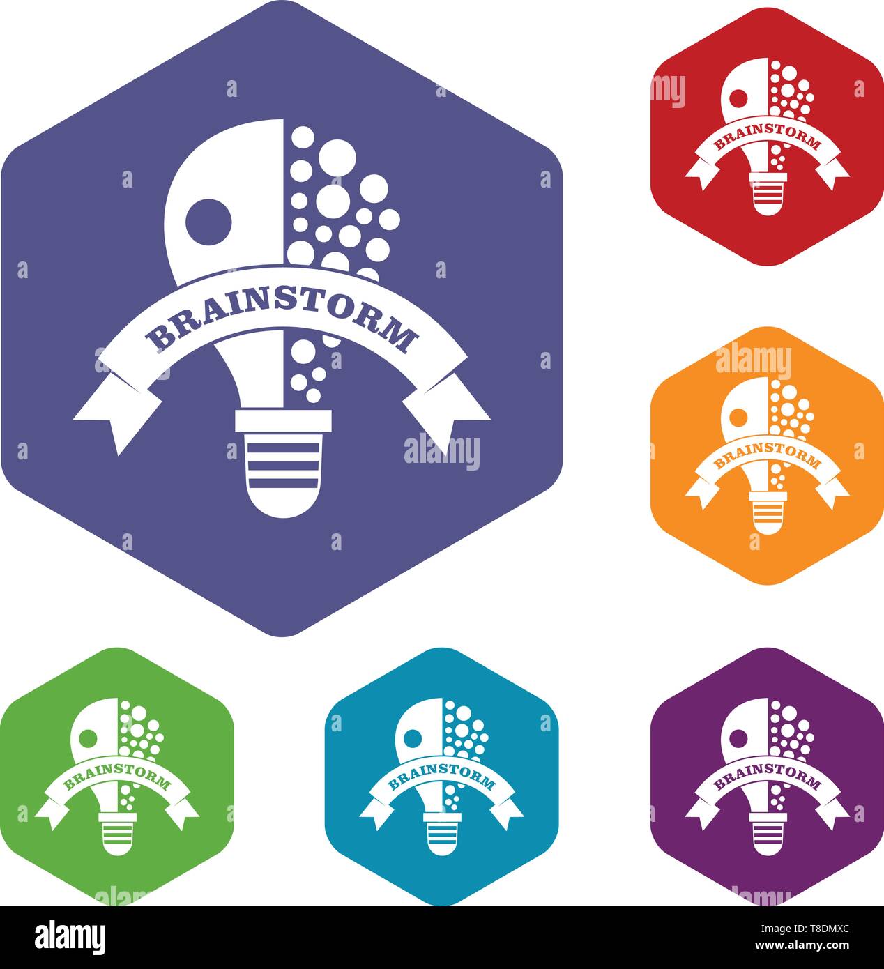 Lamp brain storm icons vector hexahedron Stock Vector