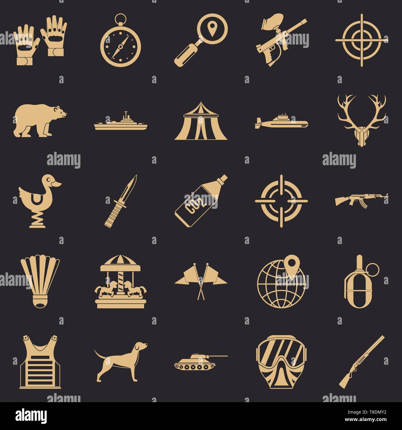 Purpose icons set, simple style Stock Vector