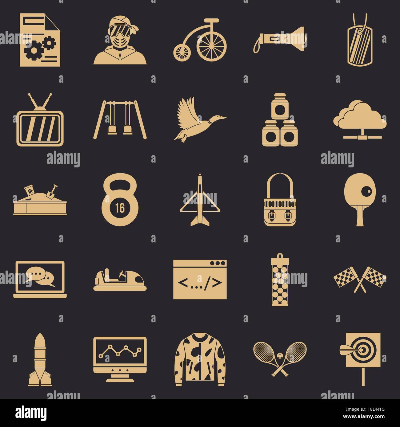 Aim icons set, simple style Stock Vector