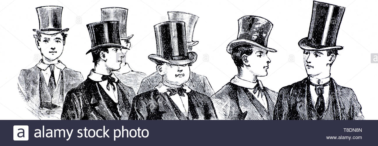 Gentlemens period clothing from the 1800s, vintage illustration from 1884 Stock Photo