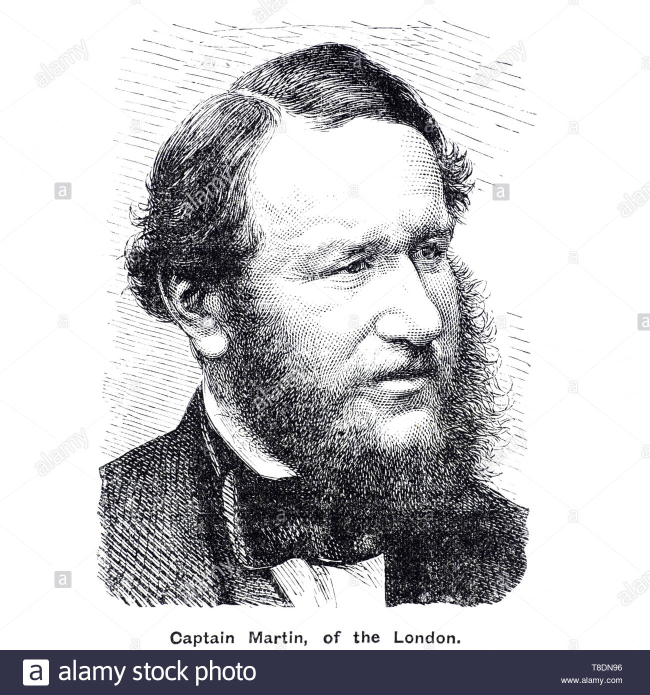 Australian Captain J. B. Martin was in charge of the British cargo Steamship SS London, travelling from Gravesend England to Melbourne Australia, when it sank in the Bay of Biscay on 11 January 1866, antique illustration from 1884 Stock Photo