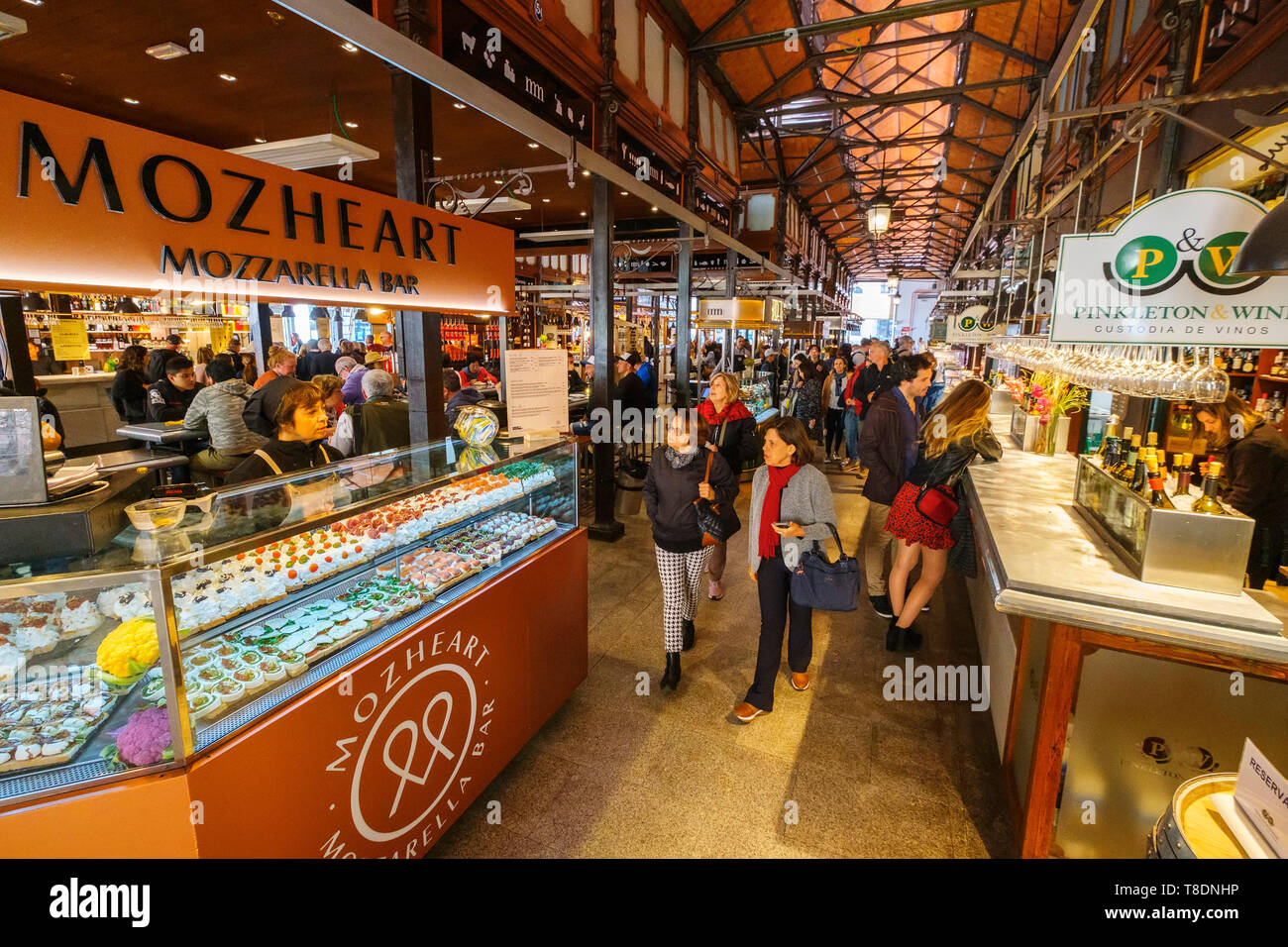 Mercado de San Miguel. Typical gastronomic market specialized in tapas. Madrid city, Spain. Europe Stock Photo