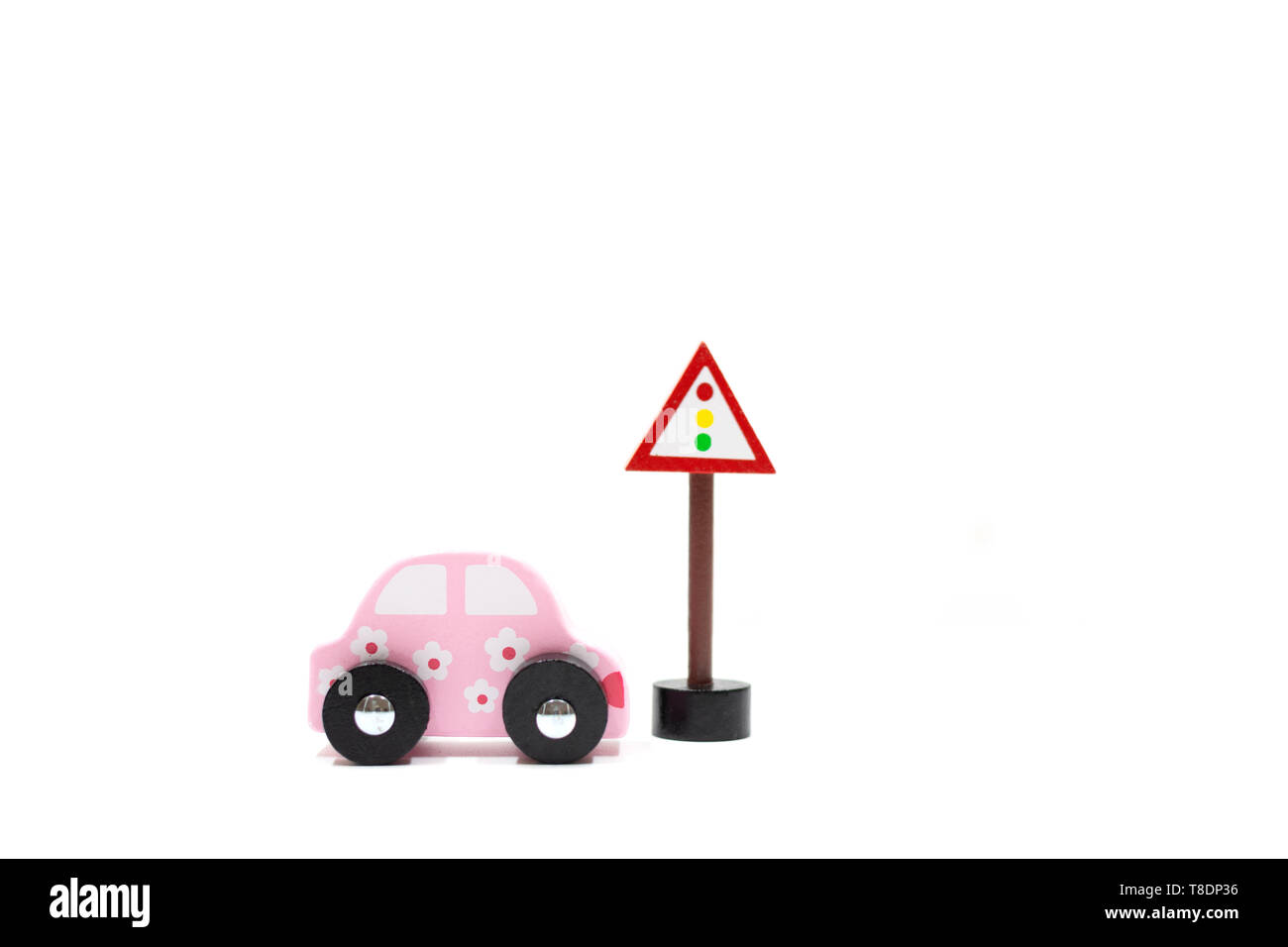 Learn how to drive. cars and signs on white background.Get driving license. purpose for summer. driver's license. traffic circulation rules Stock Photo