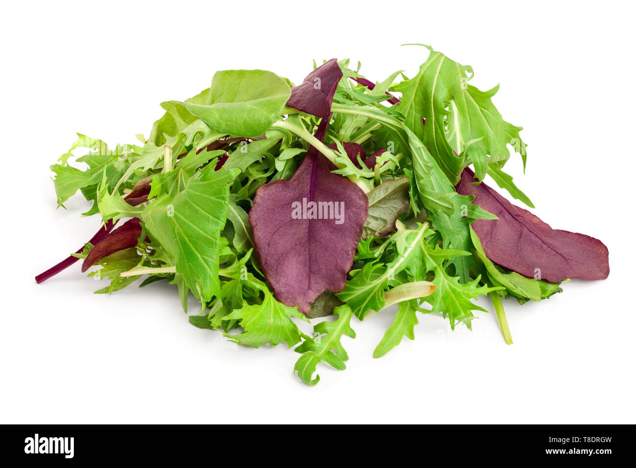 Mix of different salads isolated on white background Stock Photo Alamy