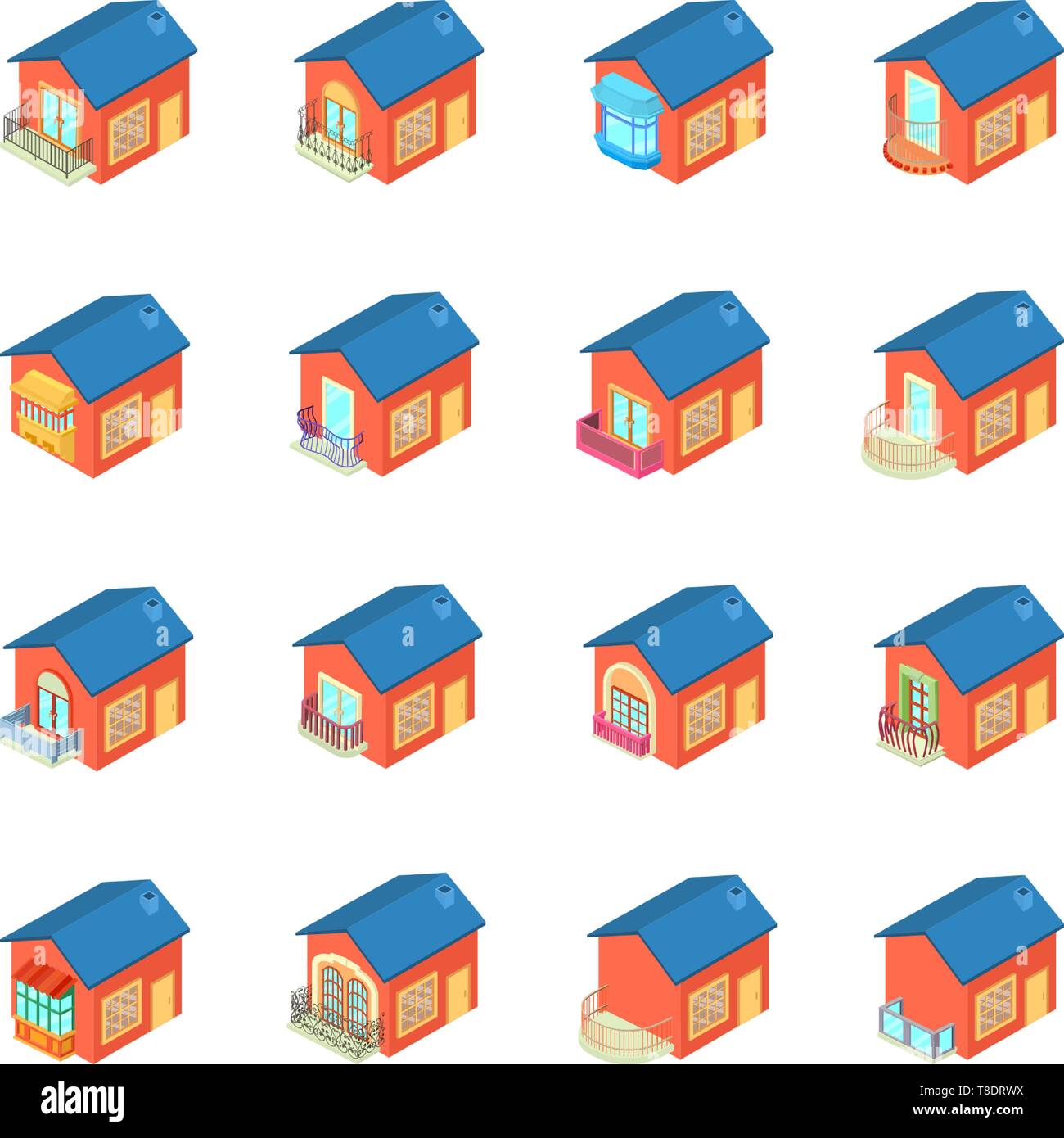 Balcony icons set, isometric style Stock Vector Image & Art - Alamy