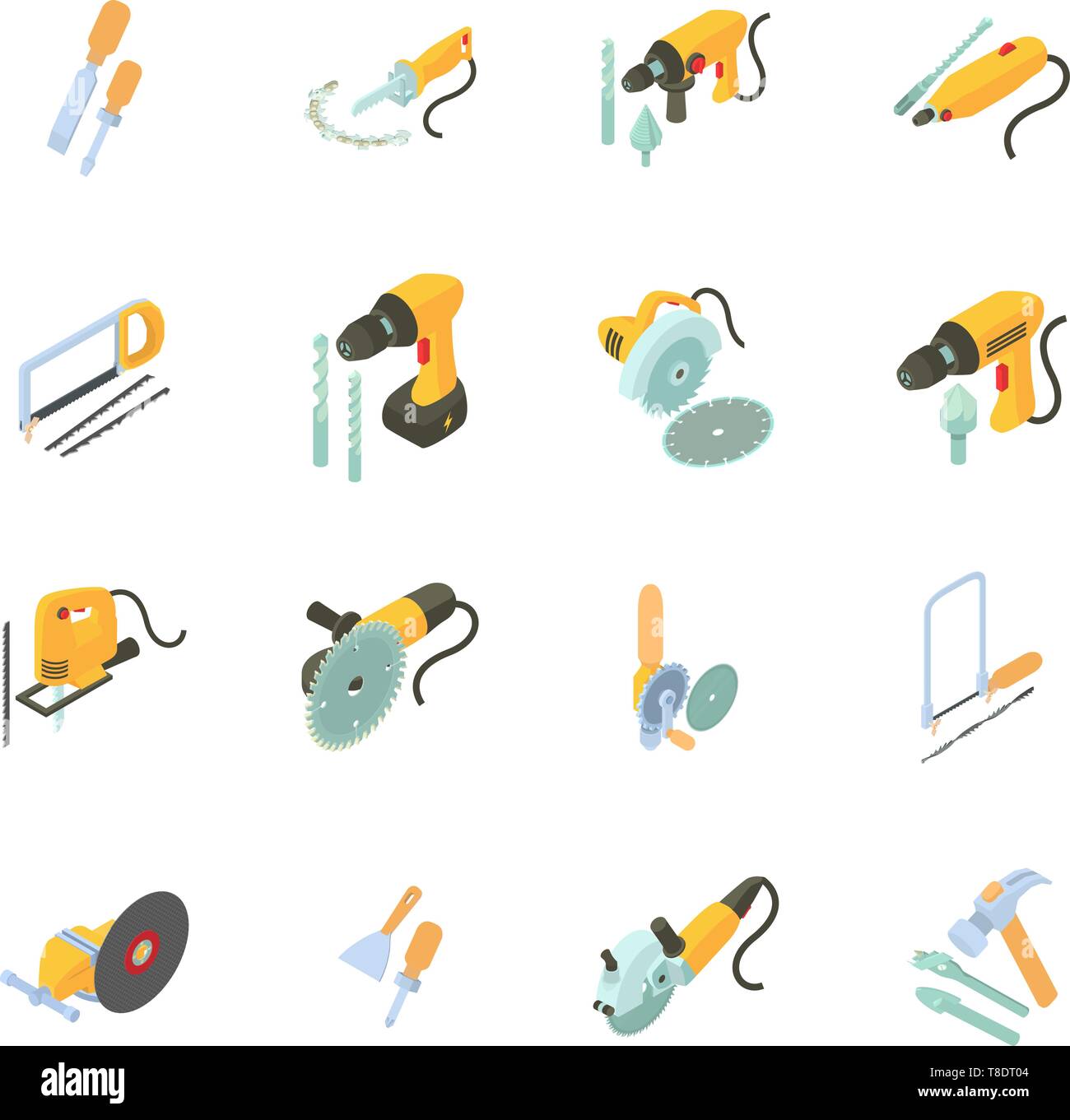 Toolkit icons set, isometric style Stock Vector