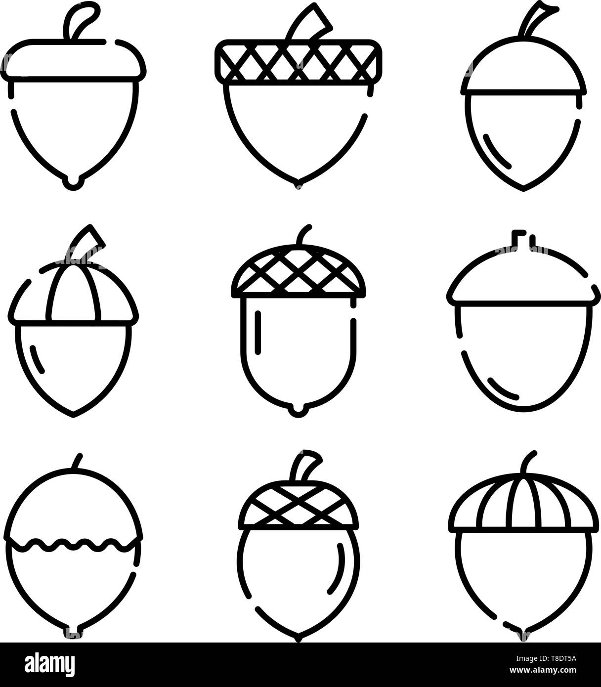 Acorn icons set, outline style Stock Vector Image & Art - Alamy