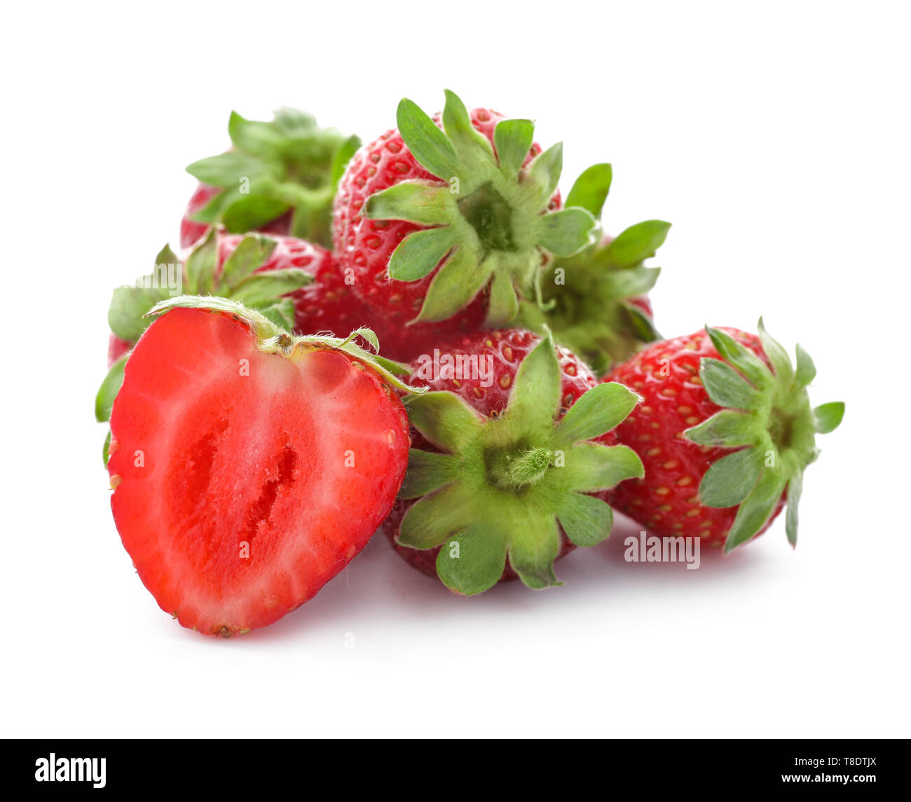 Fresh ripe strawberries on white background Stock Photo - Alamy