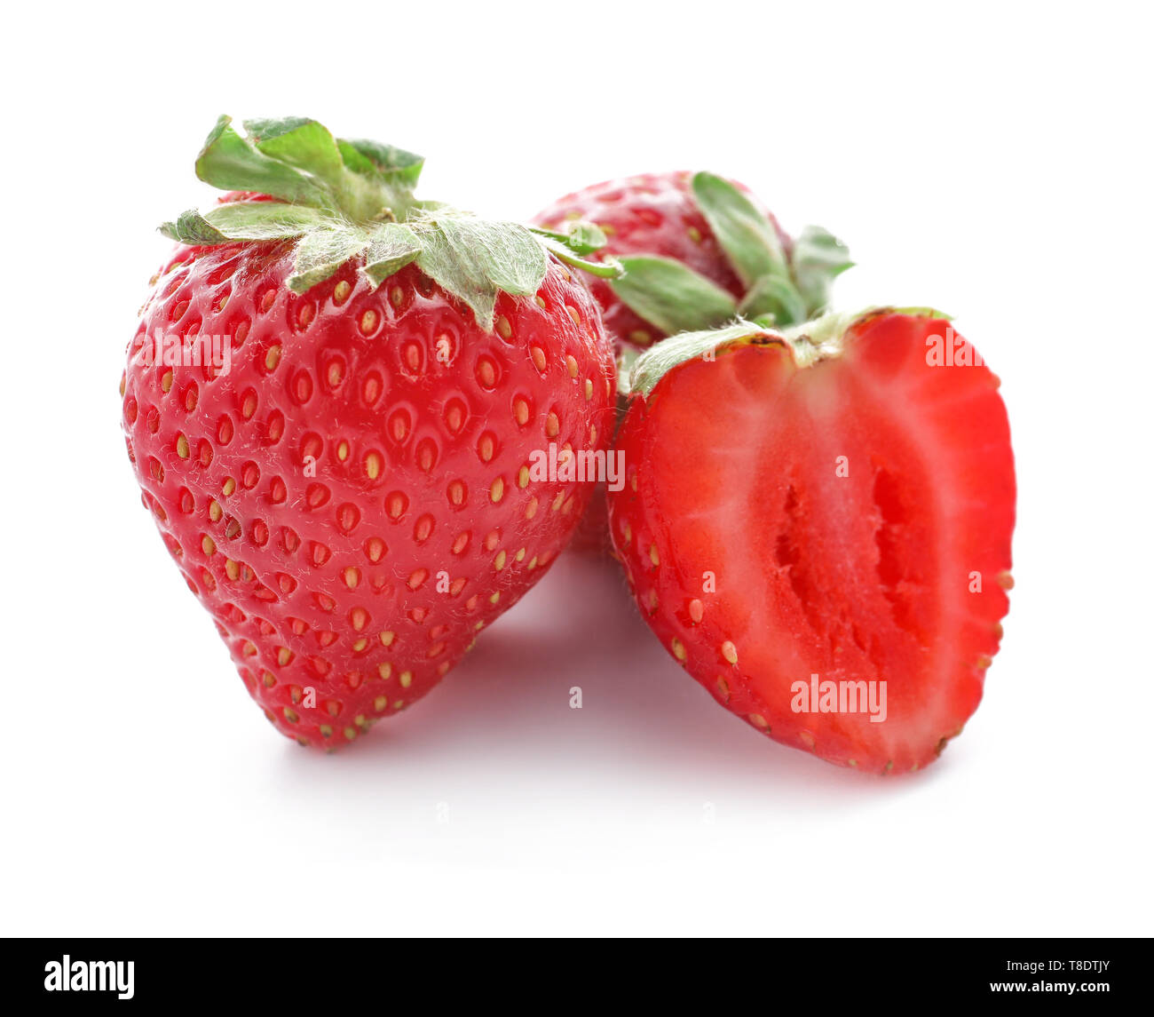 Fresh ripe strawberries on white background Stock Photo - Alamy