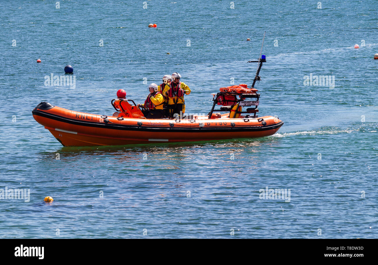 RNLI B class Atlantic 75 inshore lifeboat at sea Stock Photo