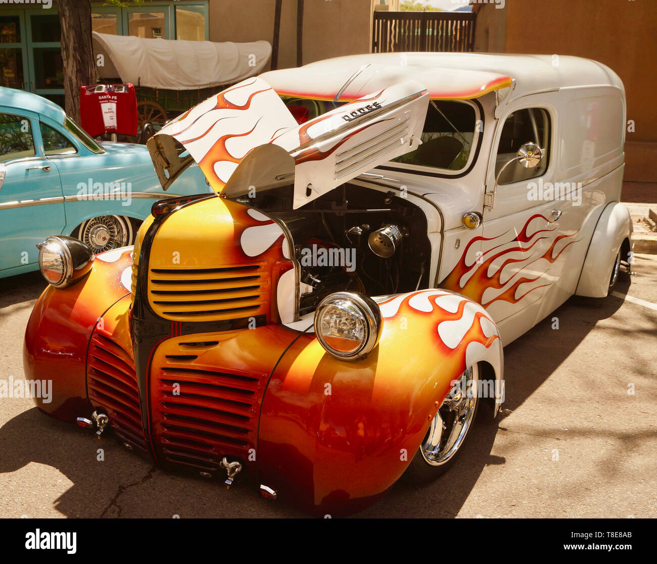 Santa Fe, USA. 12th May, 2019. A lowrider is seen at the Lowrider Celebration and Community Day in Santa Fe, the U.S. state of New Mexico, on May 11, 2019. The event celebrated the long history of the Chicano community in New Mexico. Lowriders are vehicles that have been lowered significantly, and generally have hydraulic or air bag systems that allow vehicles to be raised or lowered at the owners' command. Credit: Richard Lakin/Xinhua/Alamy Live News Stock Photo