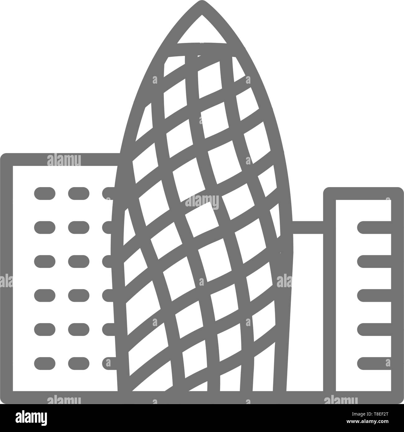 London Egg, 30 St Mary Axe skyscraper, city landscape line icon. Stock Vector