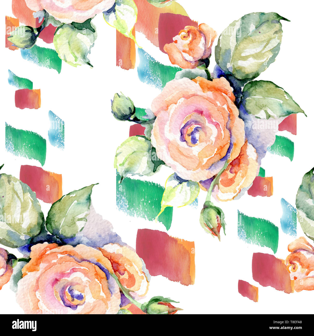 Pink rose bouquet loral botanical flowers. Watercolor background ...