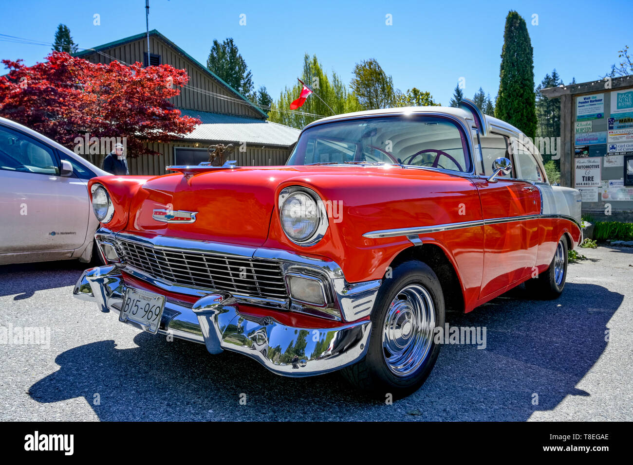 Vintage, red, Chevrolet, automobile, car Stock Photo