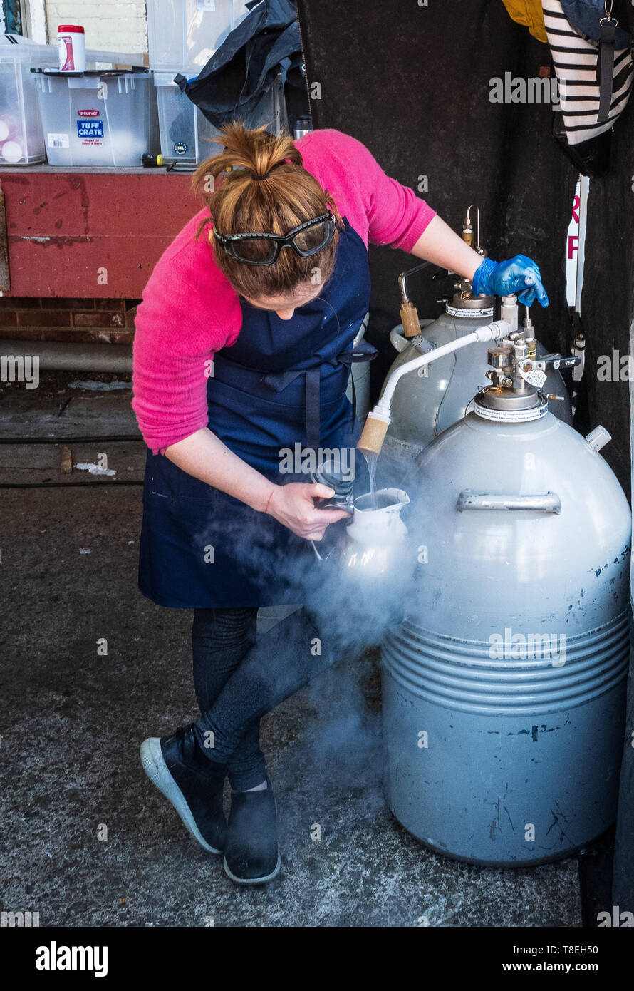 Nitrogen Ice Cream making Nitrogen gas Stock Photo Alamy
