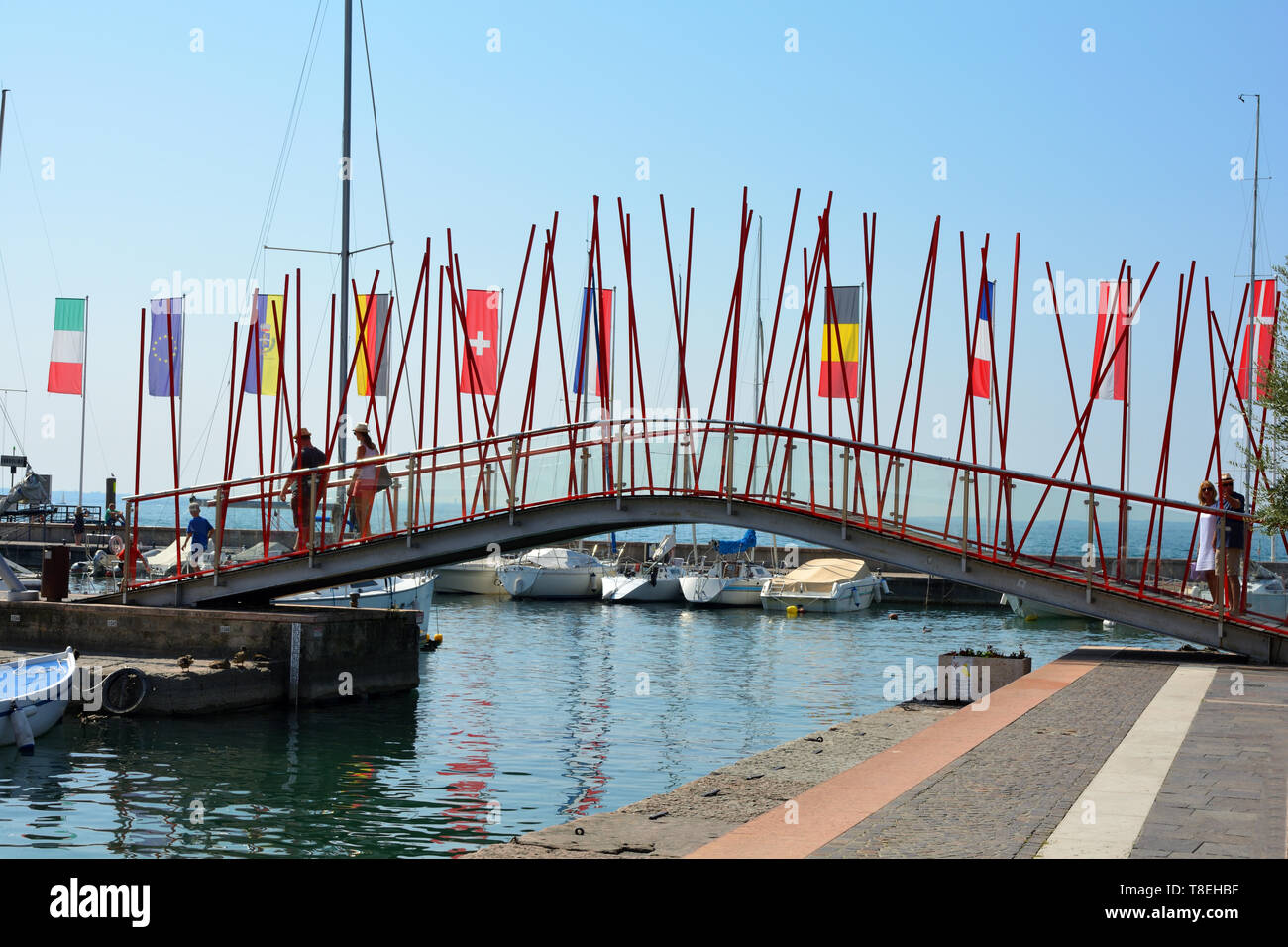 Bardolino, Veneto, Italy - September 09, 2018: Harbor of Bardolino on Lake Garda - Italy. Stock Photo