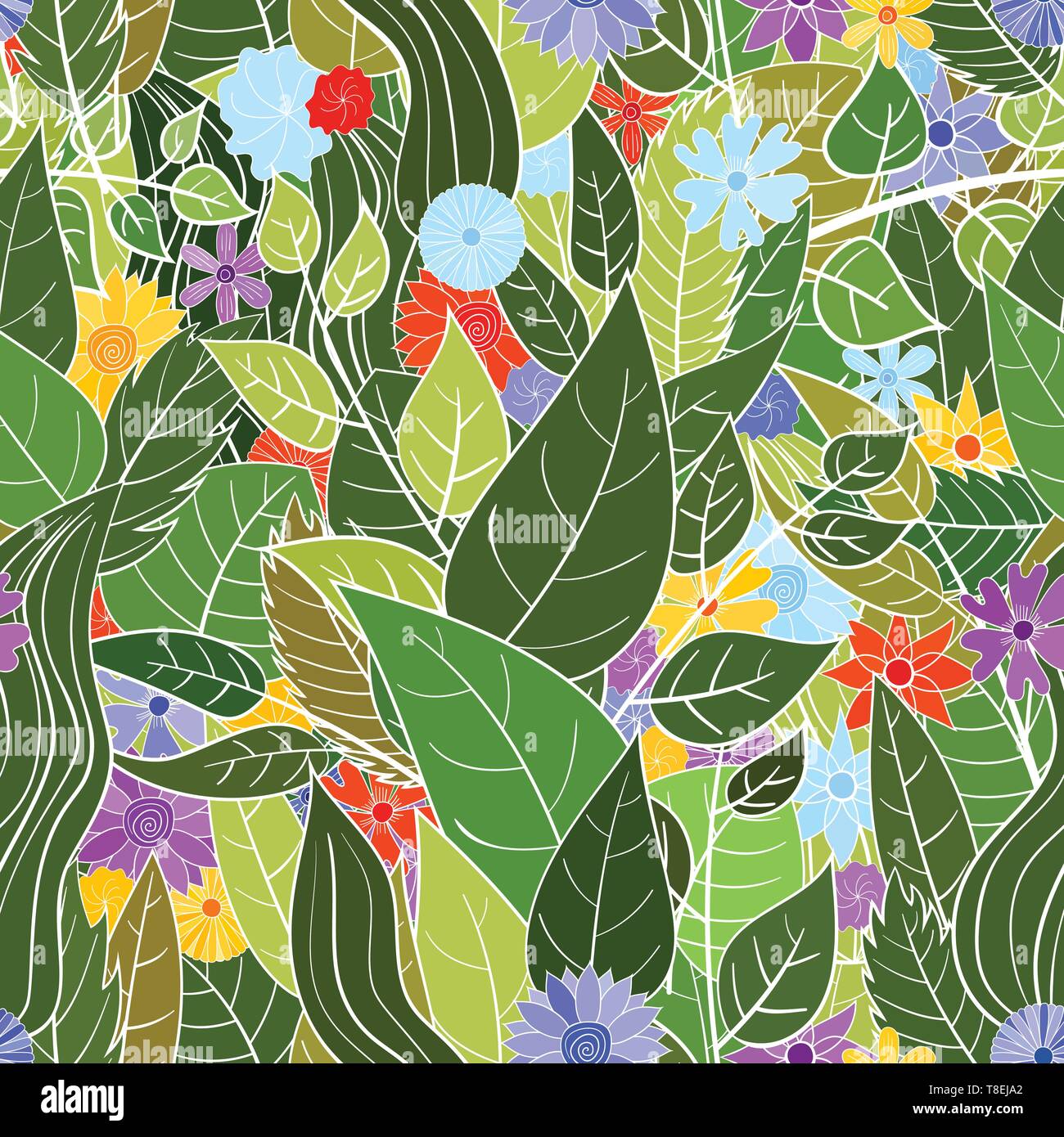 hand drawn vector floral seamless pattern Stock Vector Image & Art - Alamy