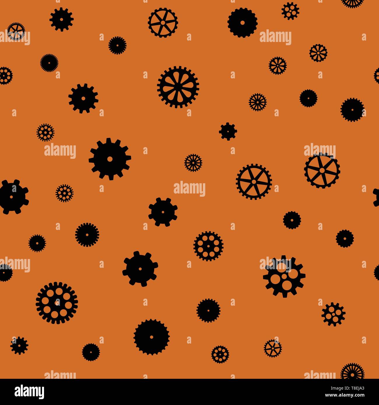 abstract vector black flat gears seamless pattern Stock Vector