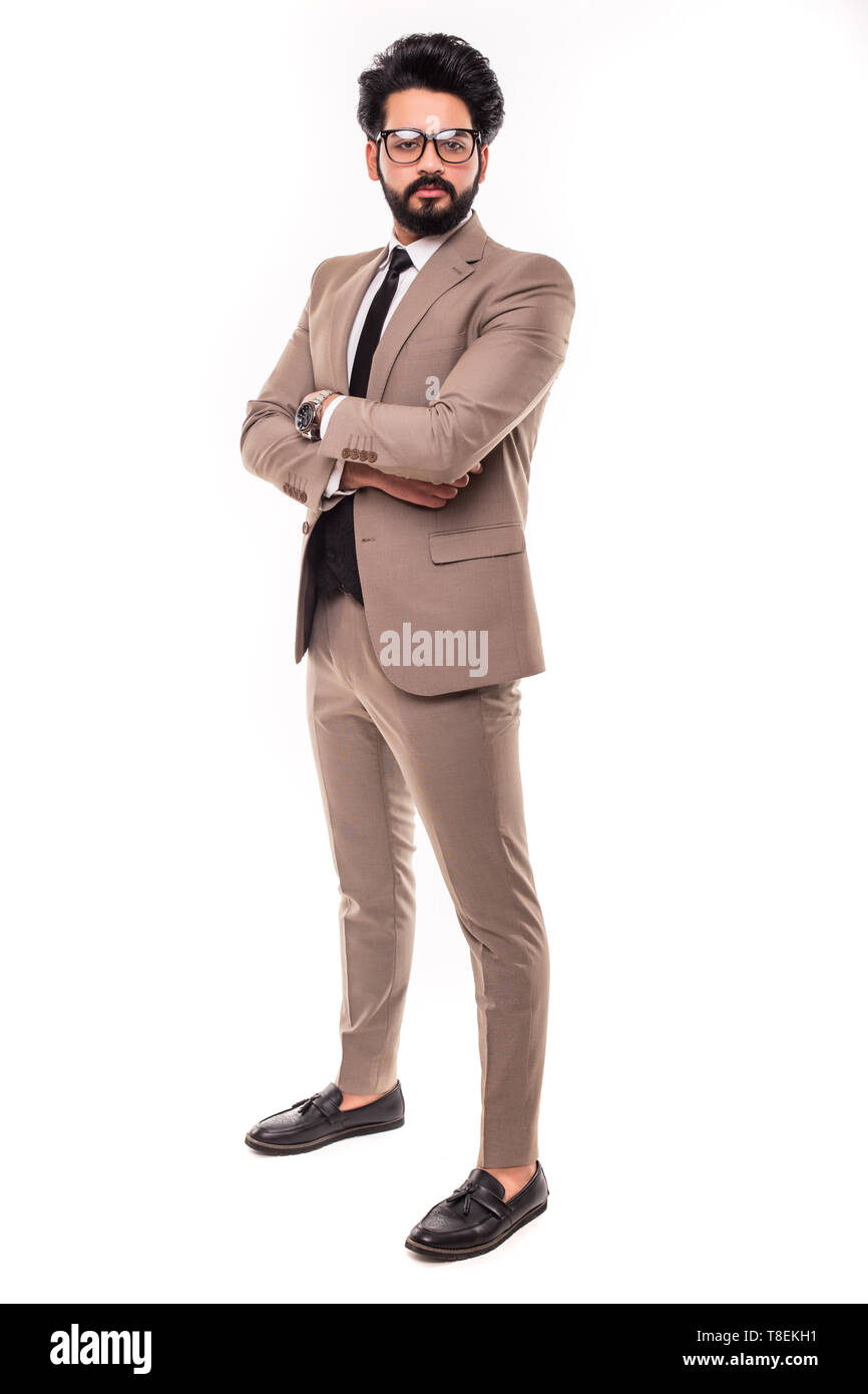 Full length of a happy handsome young egypt businessman wearing suit