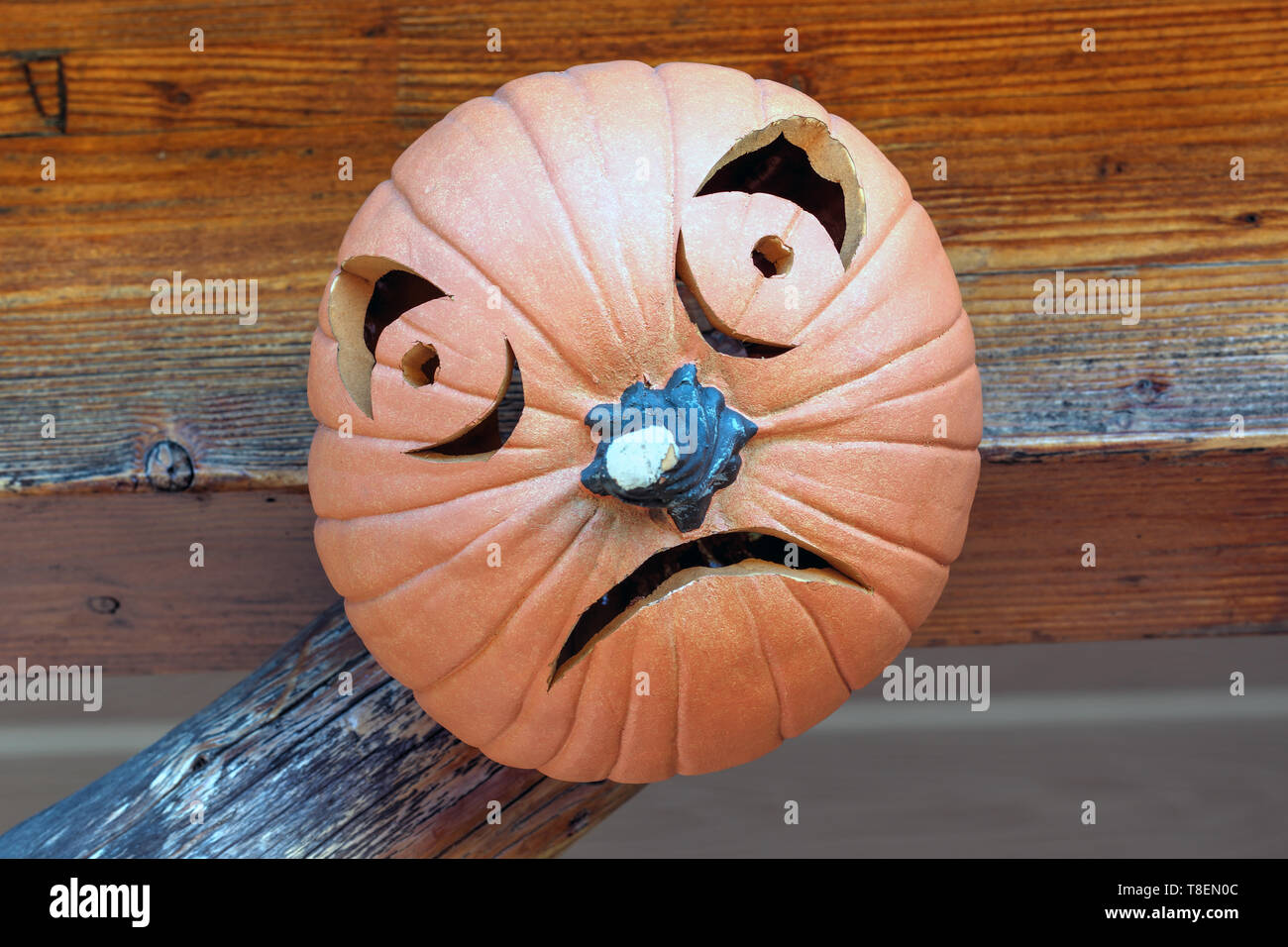 Puzzled Jack O' Lantern Halloween Pumpkin Stock Photo