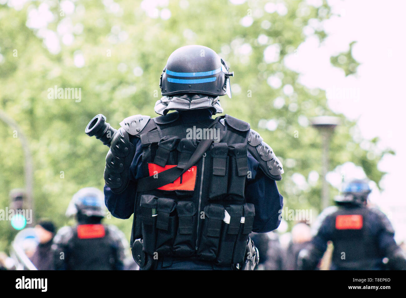 Paris France May 11, 2019 View of a riot squad of the French National ...