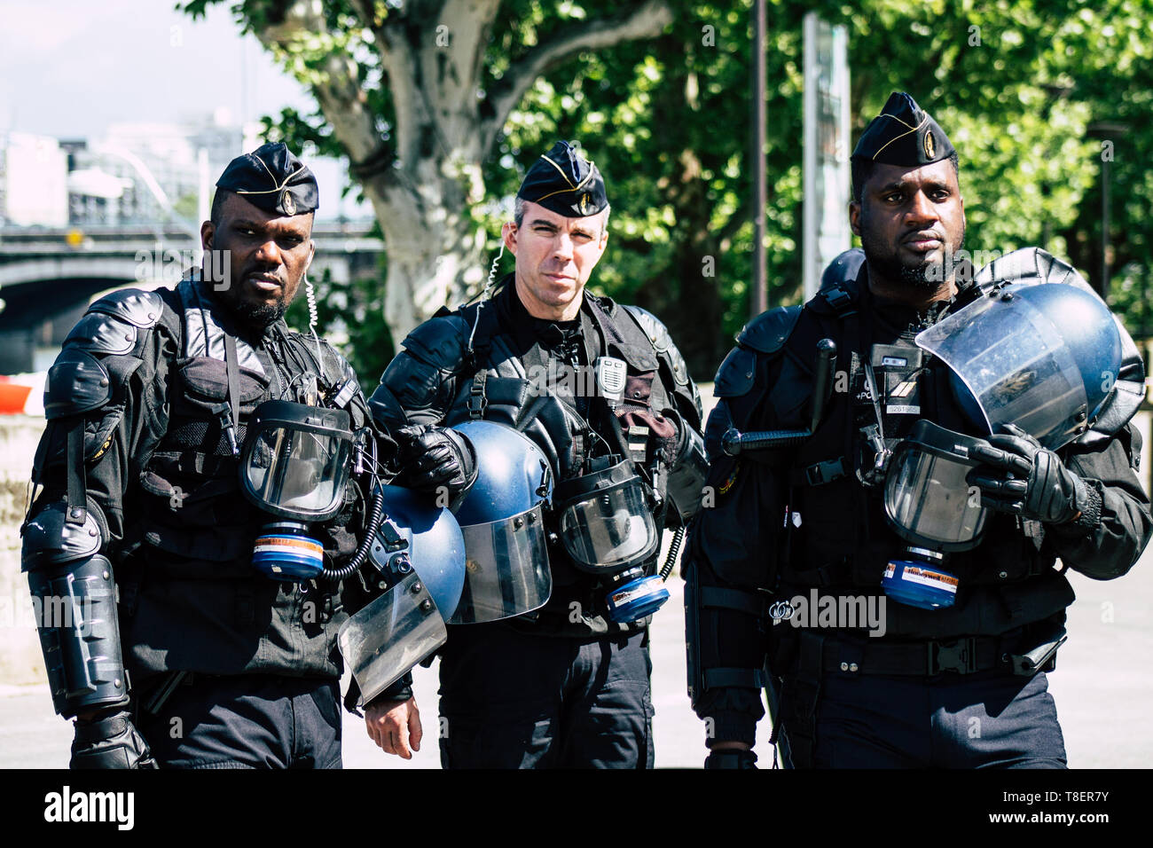 Paris France May 11, 2019 View of a riot squad of the French National ...