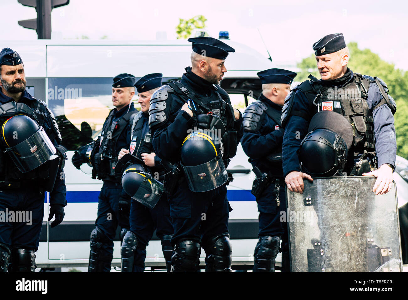 Paris France May 11, 2019 View of a riot squad of the French National ...