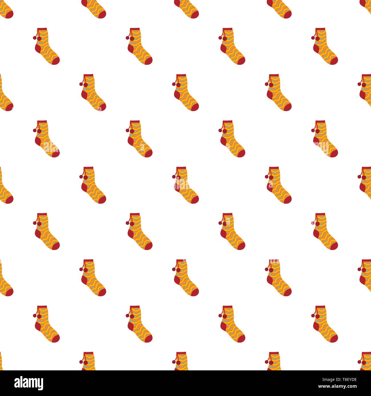 Sock with pompon pattern seamless vector repeat for any web design Stock Vector