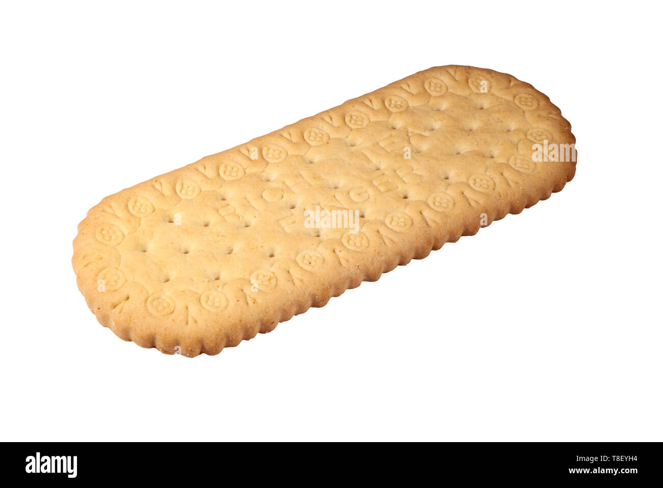 One Rich Tea finger biscuit isolated on a white background Stock Photo
