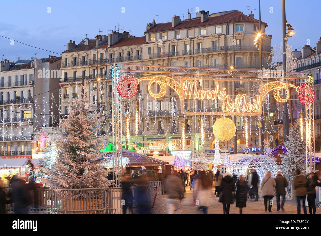 France, Bouches du Rhone, Marseille, Vieux Port, Christmas market Stock