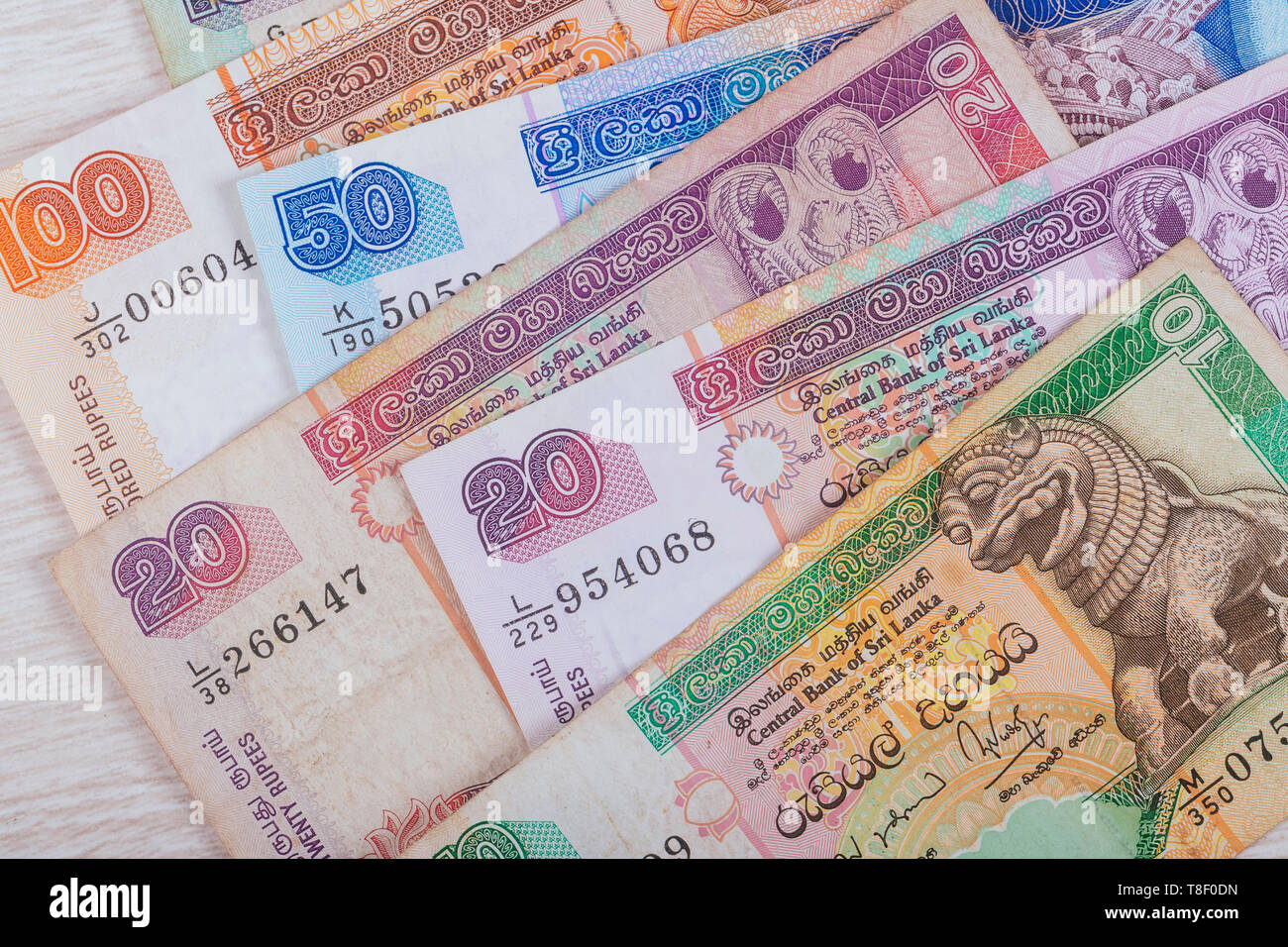 Sri Lanka money Rupee, banknote 10 20 50 100 Stock Photo