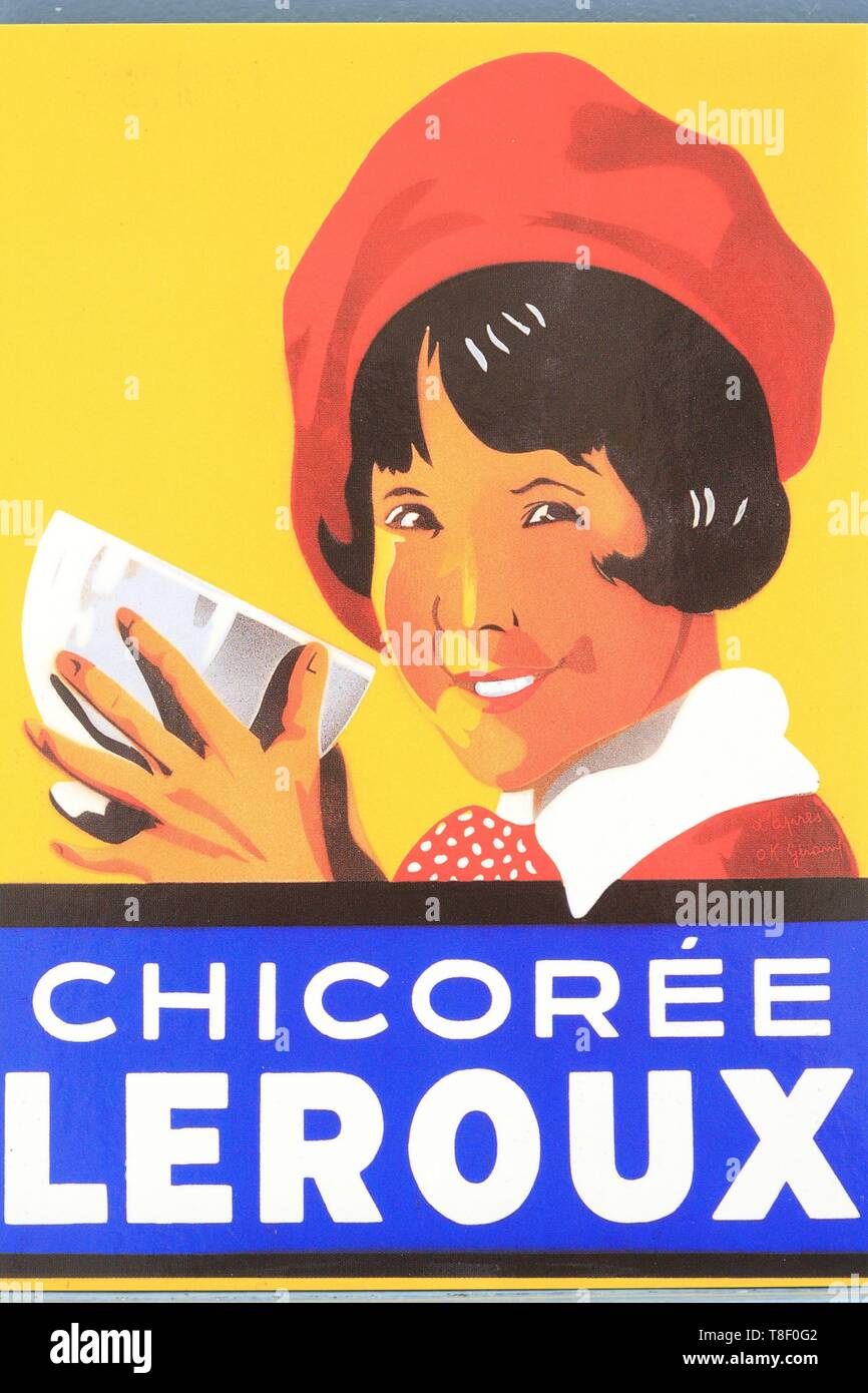 Ancienne Affiche Publicitaire Chicorée Leroux - Originale Années 1950/60 - 40x59 Cm