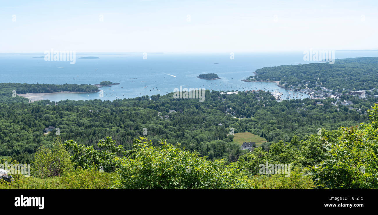 Camden Hills State Park, Camden, Maine USA: 30 miles of scenic hiking trails, 5,700 acres with wooded hills, and an 800 foot summit. Stock Photo