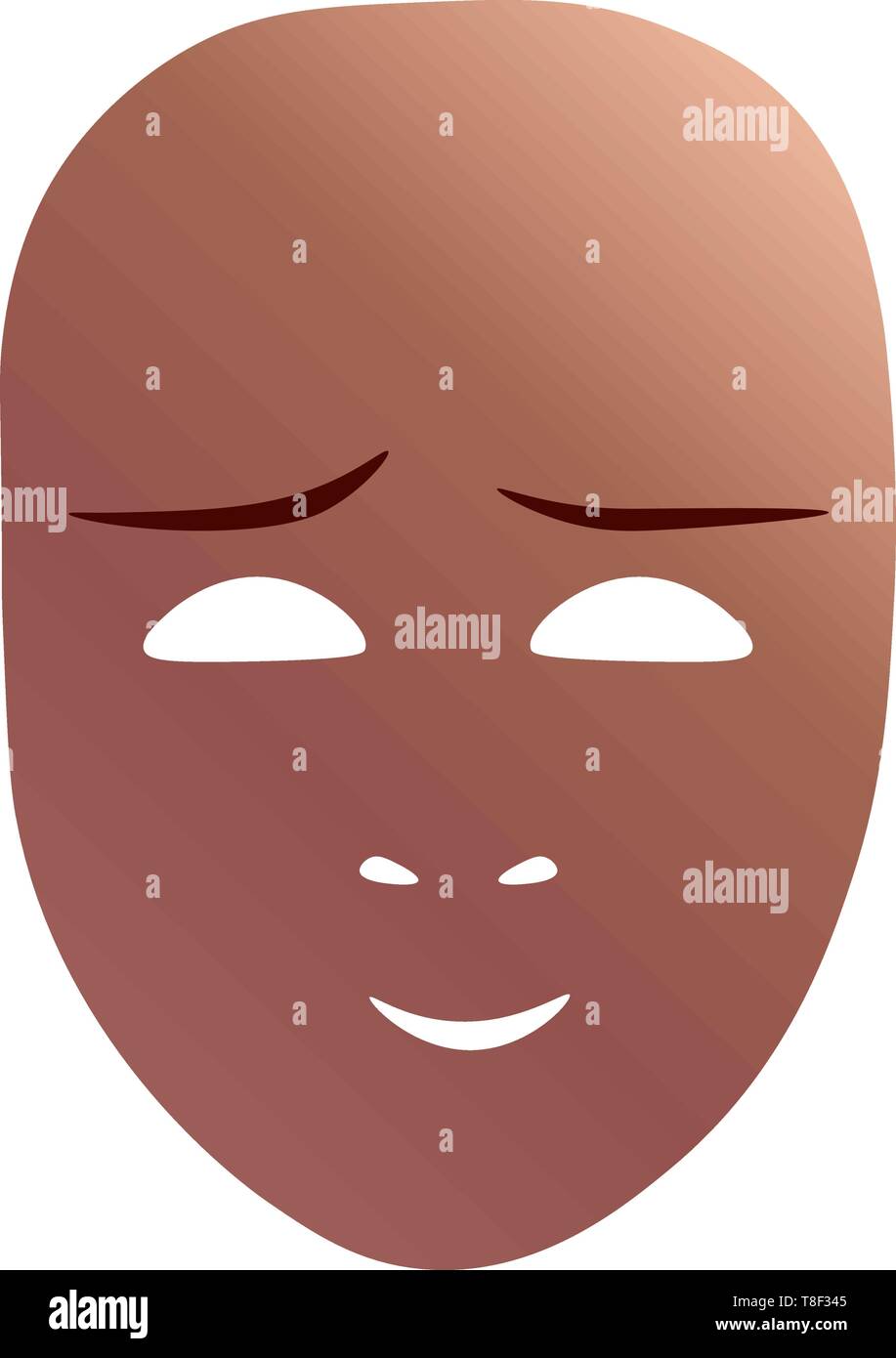 Theatrical mask with cute emotion. Vector illustration. Bronze mask ...