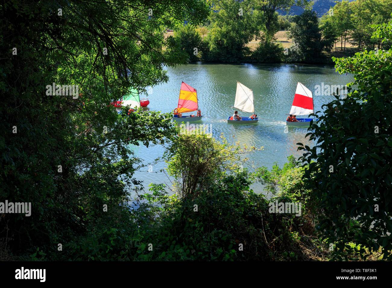 France, Drome, La Roche de Glun, nautical festival on the basin of Musards, optimist Stock Photo