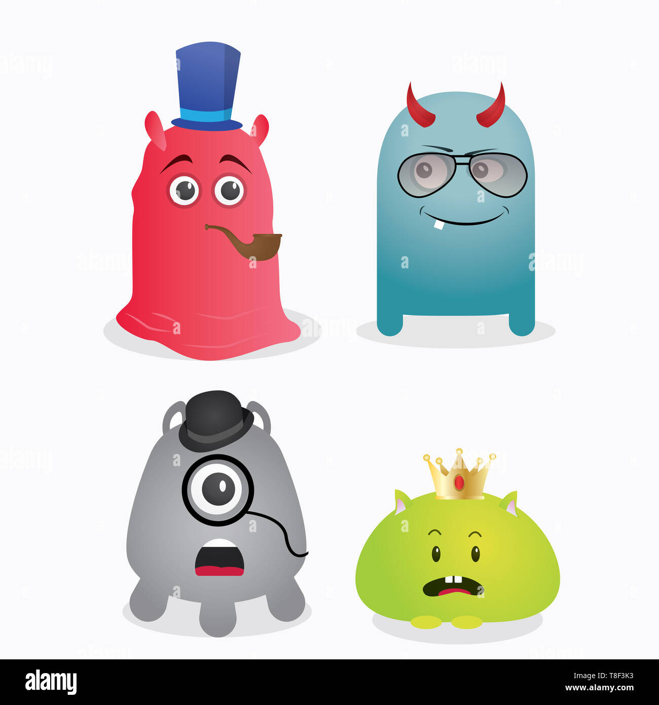 A set of cute monster template vector design Stock Photo