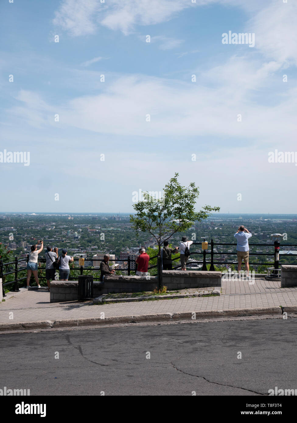 Head up the gentle slope of Mount Royal to see views of Montréal from the mountain's lookouts. Right in the middle of town, the park is a year-round h Stock Photo