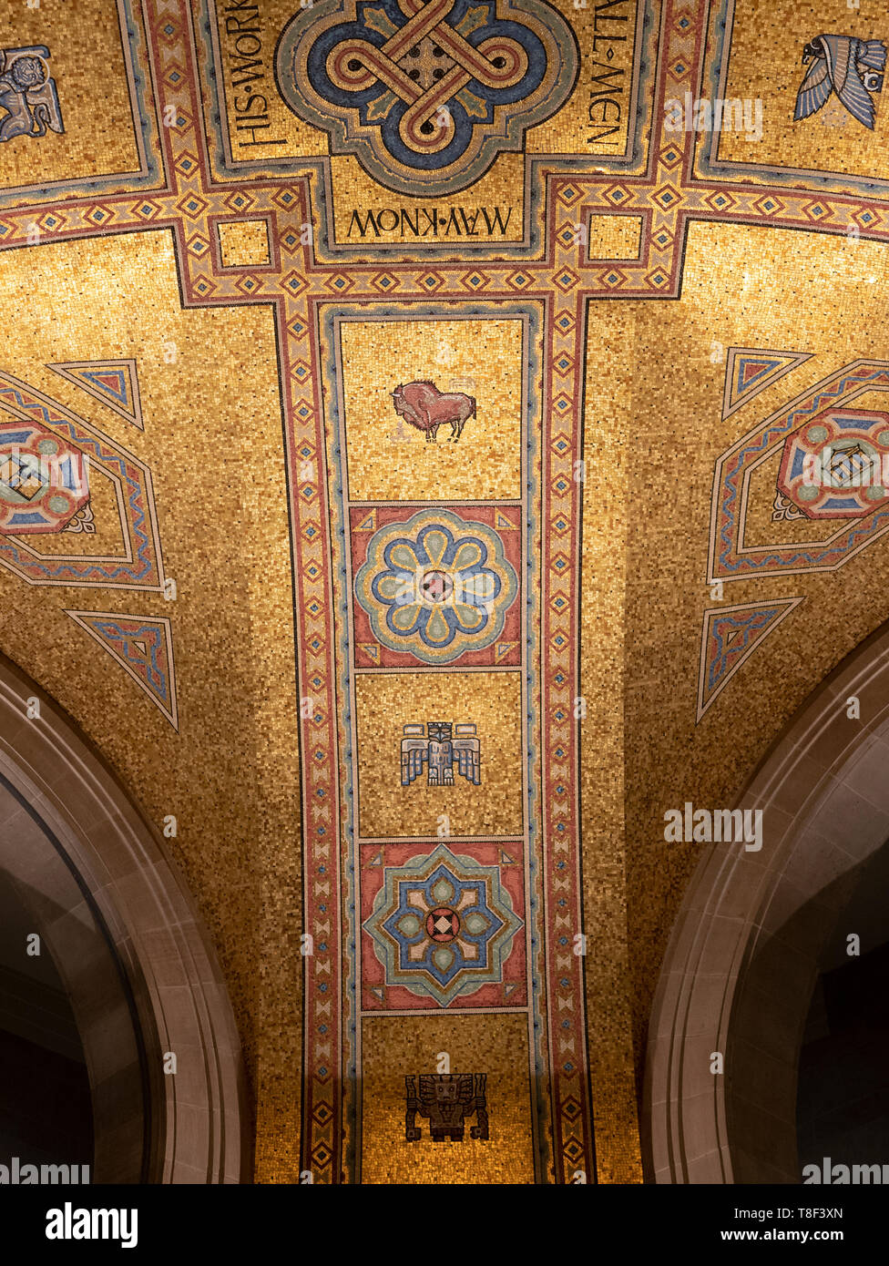 Royal Ontario Museum’s ceremonial entrance hall features one of the Museum’s most magnificent architectural treasures—a spectacular mosaic dome. Stock Photo