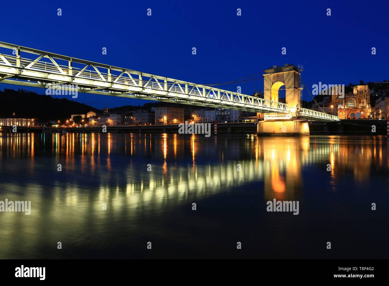 France, Isere, Vienne, suspension bridge on the Rhone Stock Photo Alamy