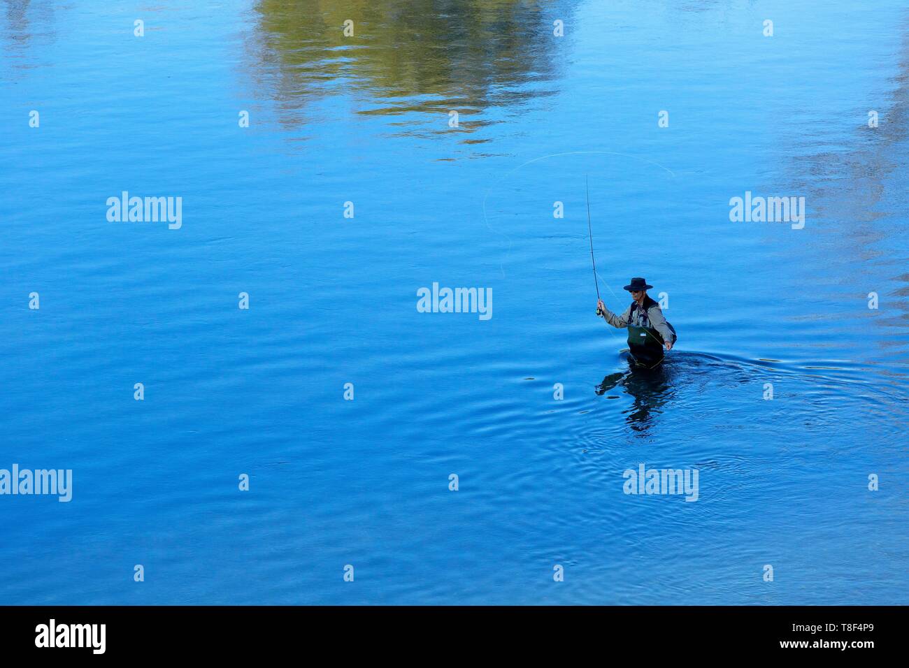 France, Savoy, Lucey, the Rhone, fly fishing Stock Photo