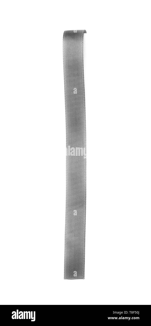 Silver ribbon on white background Stock Photo - Alamy