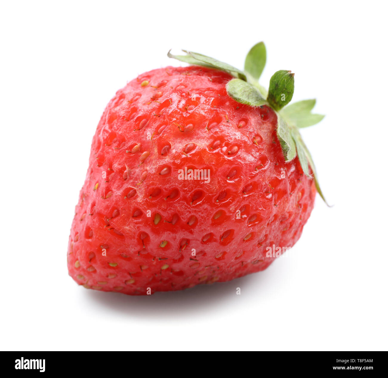 Ripe strawberry on white background Stock Photo - Alamy