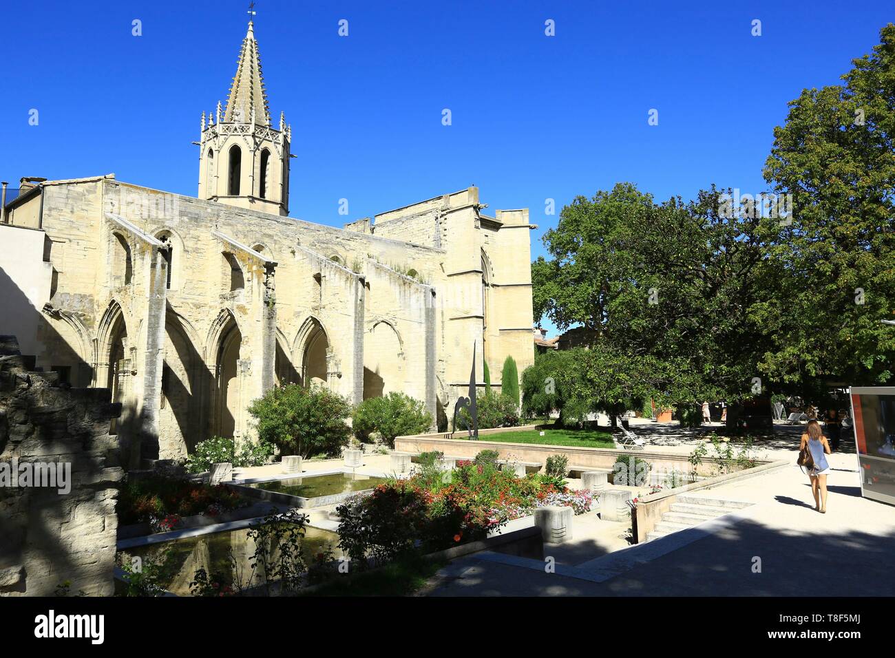 France, Vaucluse, Avignon, Square Agricol Perdiguier, Saint Martial Temple, CNR MIG exhibition Stock Photo