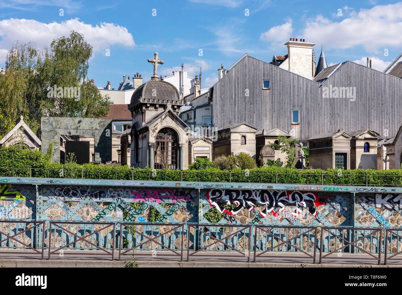 France, Paris, 18th District, Rue Caulaincourt, Montmartre cemetery Stock Photo