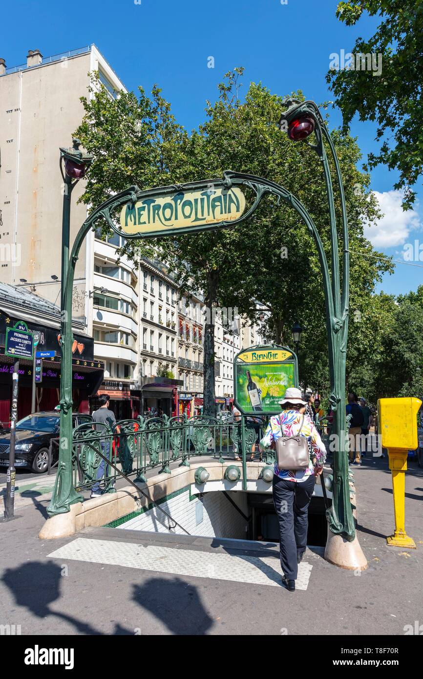 France, Paris, 18th District, Boulevard de Clichy, Metro Blanche Stock Photo