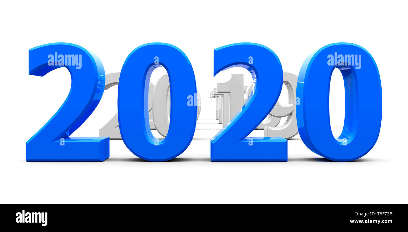Blue 2020 come represents the new year 2020 three dimensional